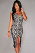 Black Lace Strapless Padded Knee Length Evening Dress